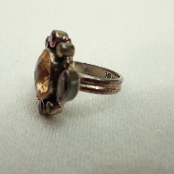 Nicky Butler NB India 925 Sterling Multi-Stone Ring Sz 9 Amethyst Citrine Garnet - Picture 4 of 7